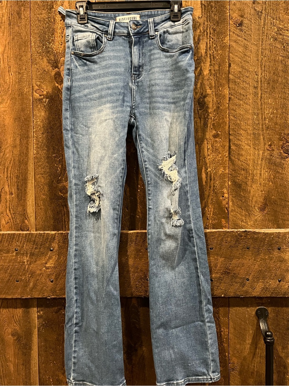 Distressed Light Wash Flare Jeans - Disclosure